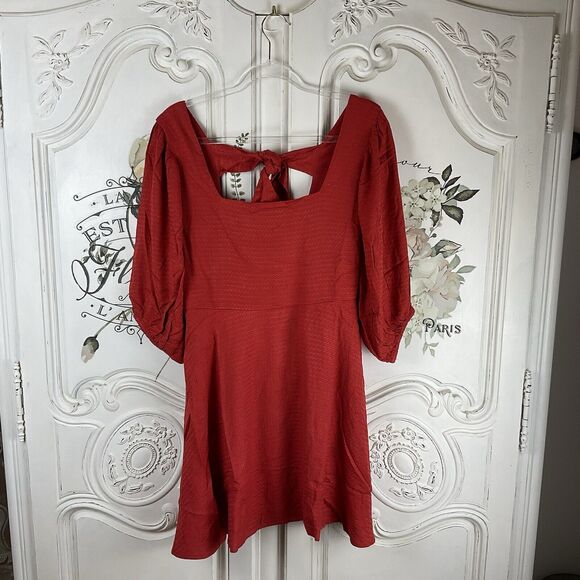 Band of the Free Josette Aurora Red Puff Sleeve Dress, Size XS NWT - Picture 4 of 16